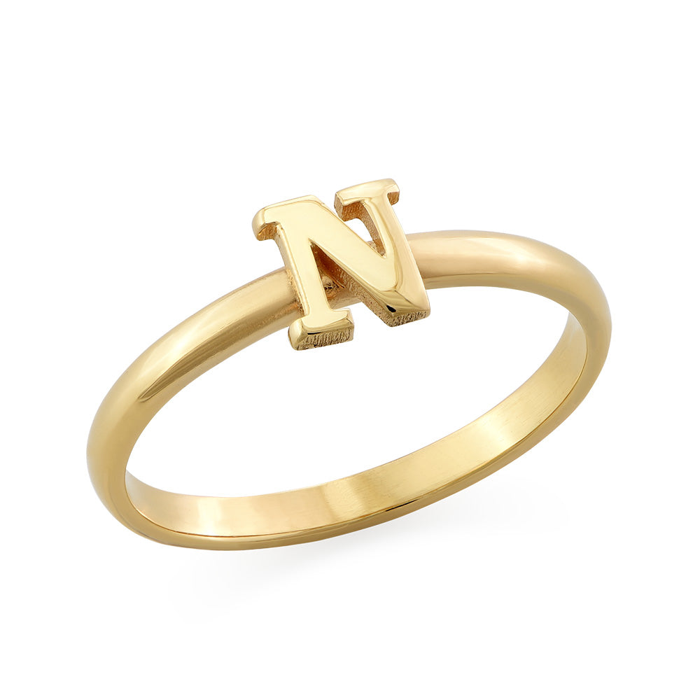 Stacking initial lettering ring in 18 karat gold plating – LuluRama
