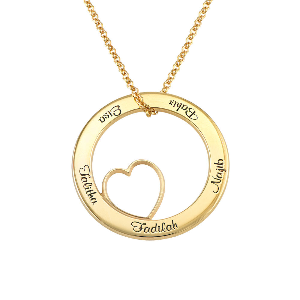 Round family pendant necklace in gold plating