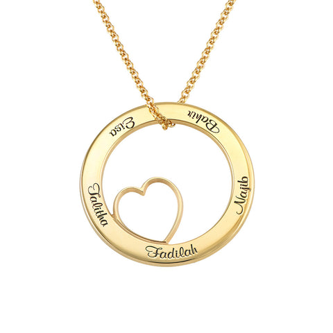 Round family pendant necklace in gold plating