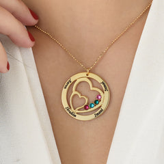 Gold plated two interlocking hearts necklace