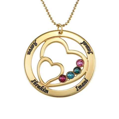 Gold plated two interlocking hearts necklace