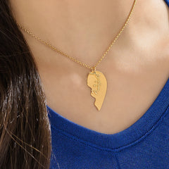 Gold plated and alloy heart necklace for couple