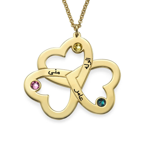 Necklace with triple heart in gold plating