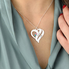 Two hearts forever necklace with birthstones