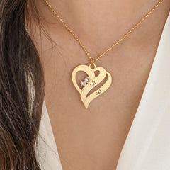 18k gold plated forever necklace with two hearts