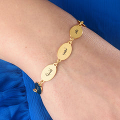 Gold Plated Mother and Baby Name Bracelet - Oval Design