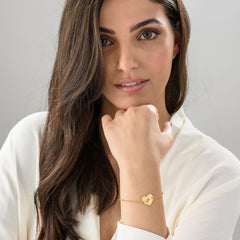 Couple's bracelet with engraved love heart in 18k gold plating