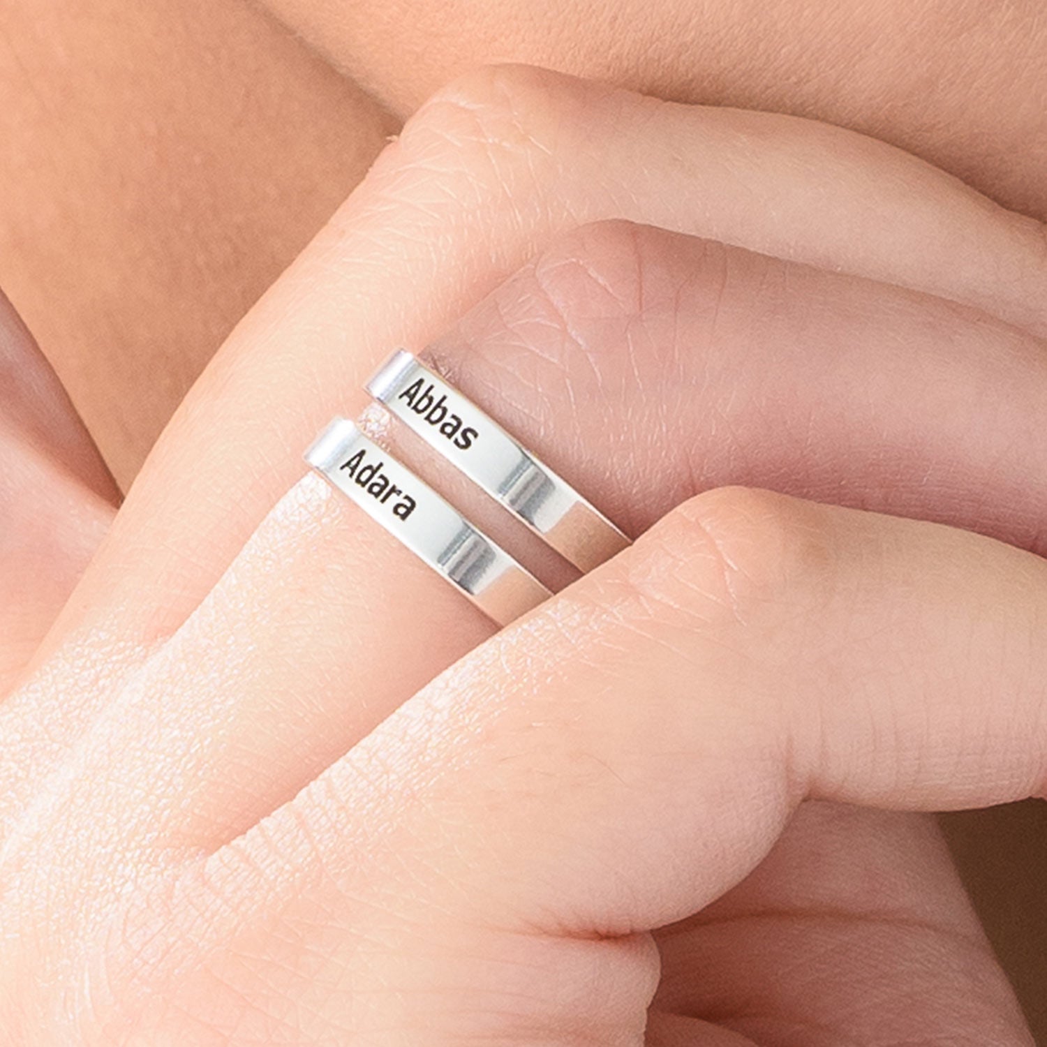 Sterling silver ring with two names