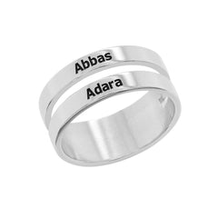 Sterling silver ring with two names