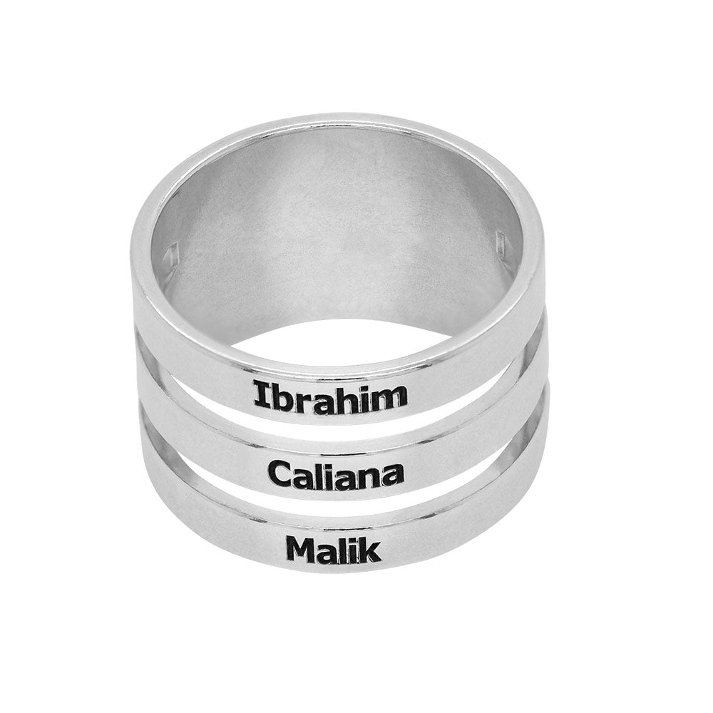Sterling silver ring with three names