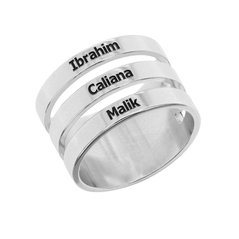 Sterling silver ring with three names